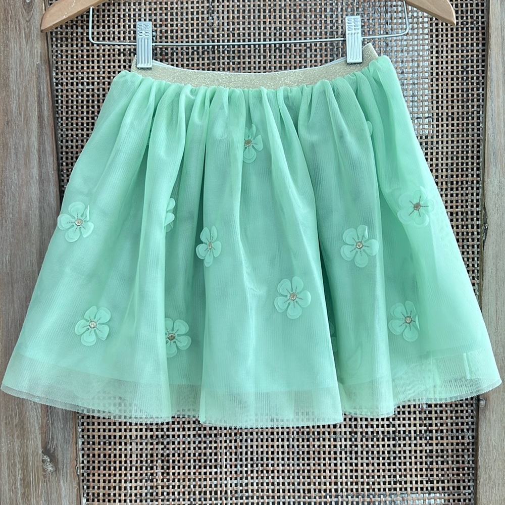 H&M | Girls Skirt | Tulle Sparkle Flower | Gold & Appliques | Size: 7-8Y